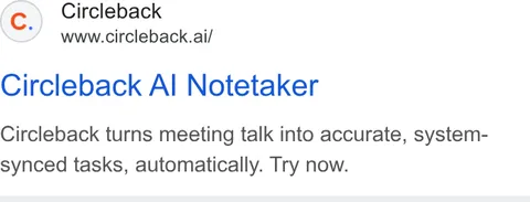 An ad Circleback is running