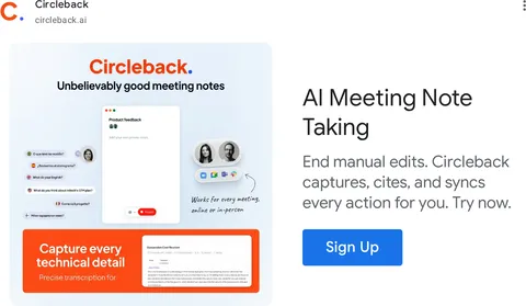 An ad Circleback is running