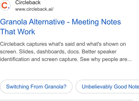 An ad Circleback is running