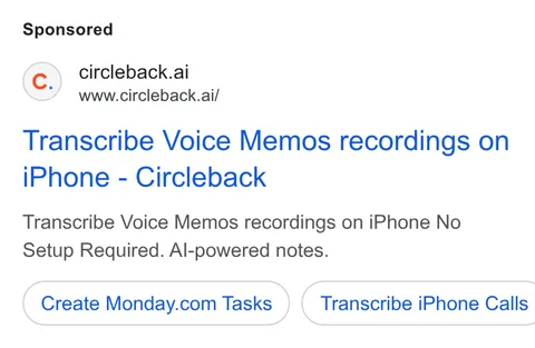 An ad Circleback is running