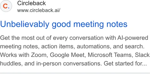 An ad Circleback is running