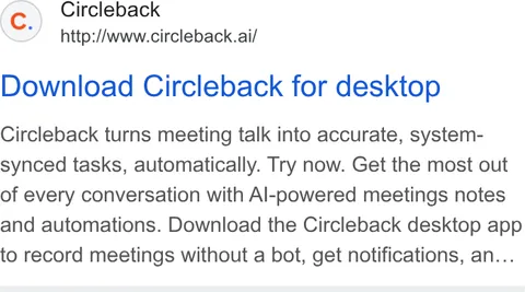 An ad Circleback is running