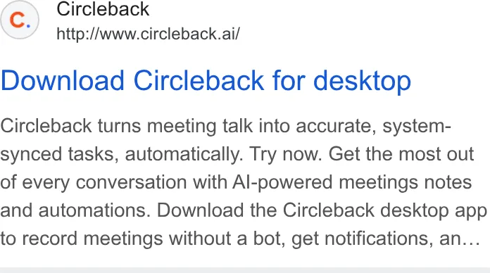 An ad Circleback is running