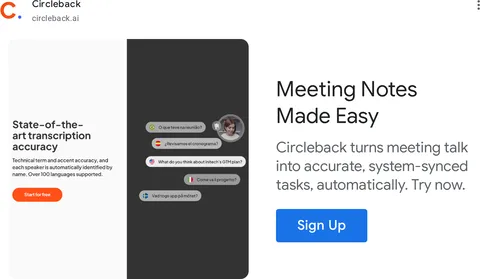 An ad Circleback is running