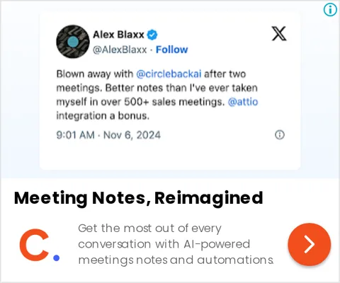 An ad Circleback is running