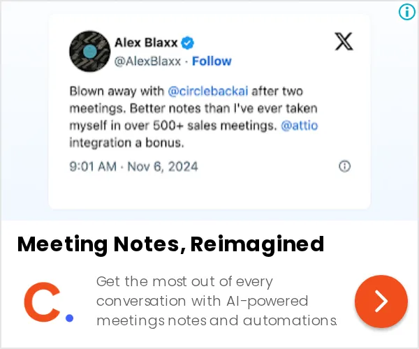 An ad Circleback is running