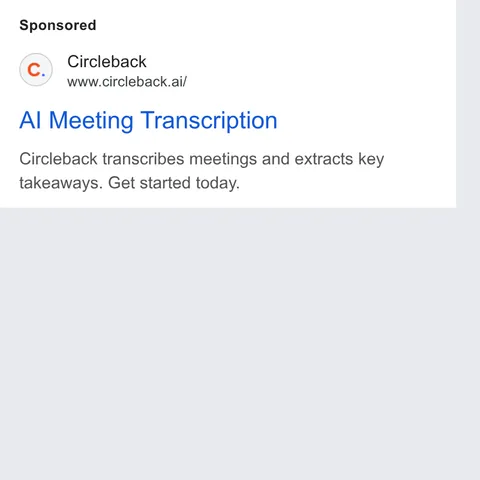 An ad Circleback is running