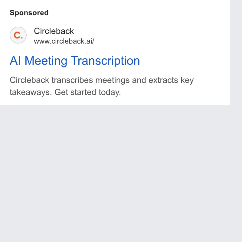 An ad Circleback is running
