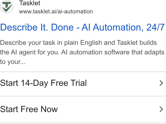 An ad Tasklet is running