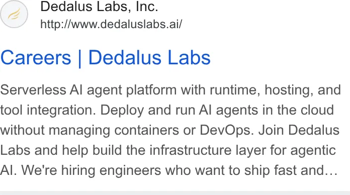 An ad Dedalus Labs is running