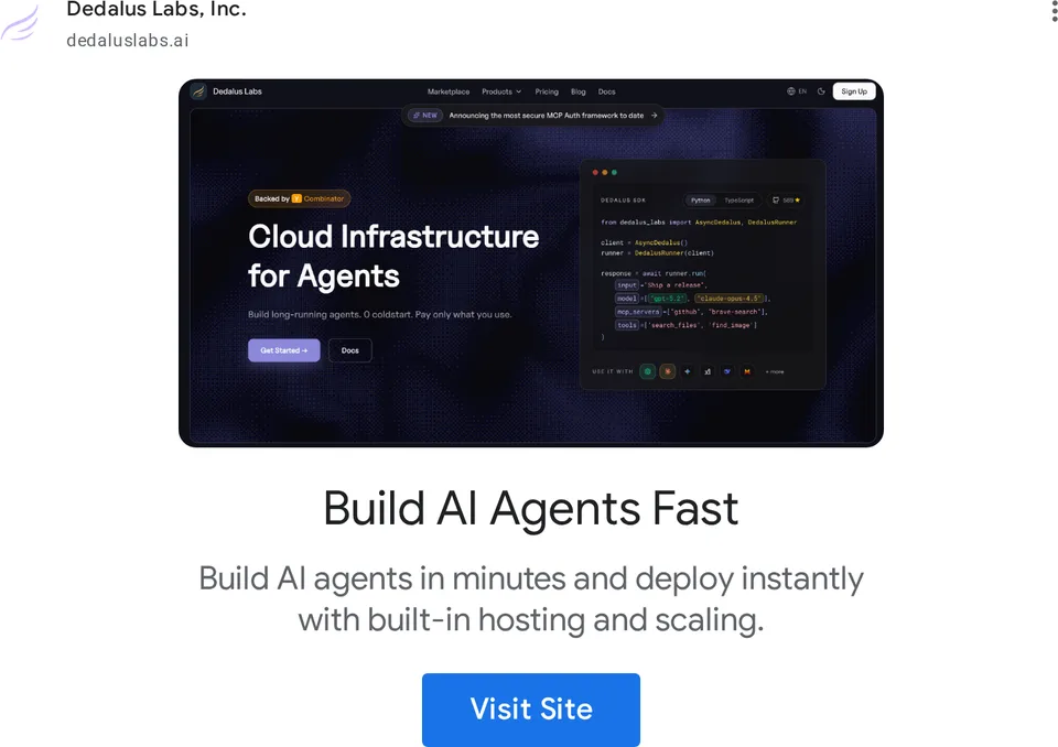 An ad Dedalus Labs is running