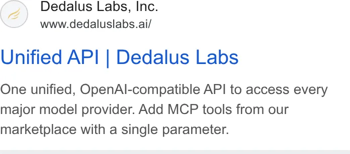 An ad Dedalus Labs is running