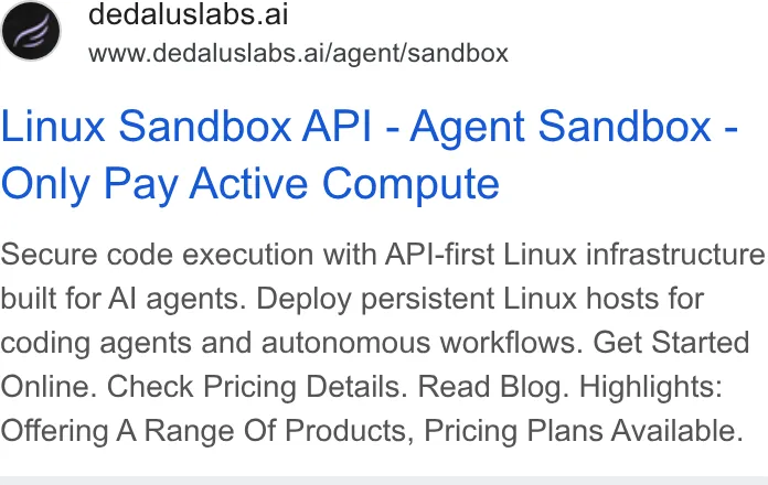 An ad Dedalus Labs is running