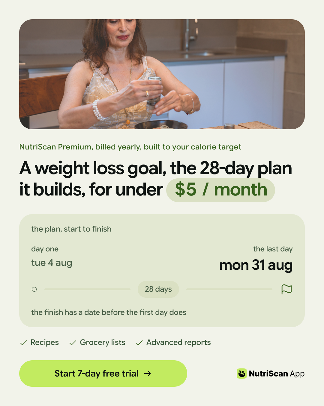 An ad NutriScan is running