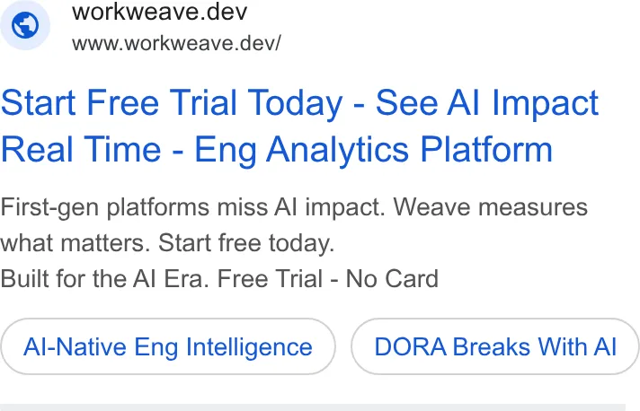 An ad Weaveos is running
