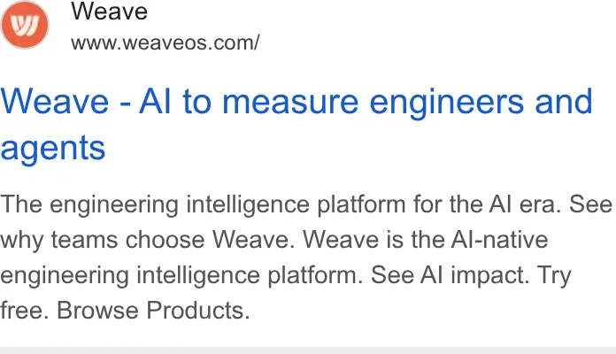 An ad Weaveos is running