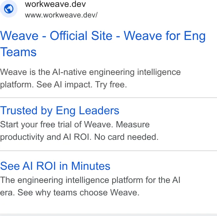 An ad Weaveos is running