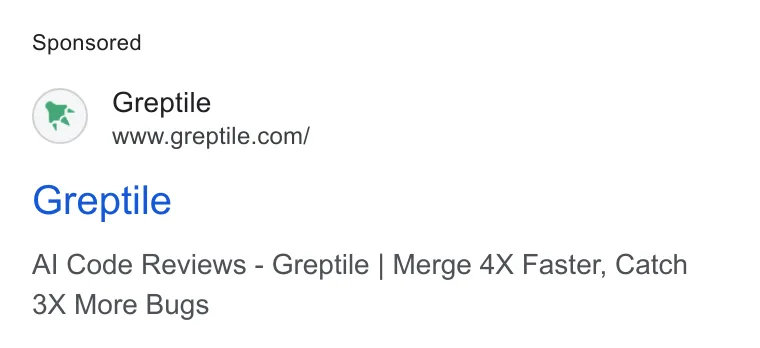 An ad Greptile is running