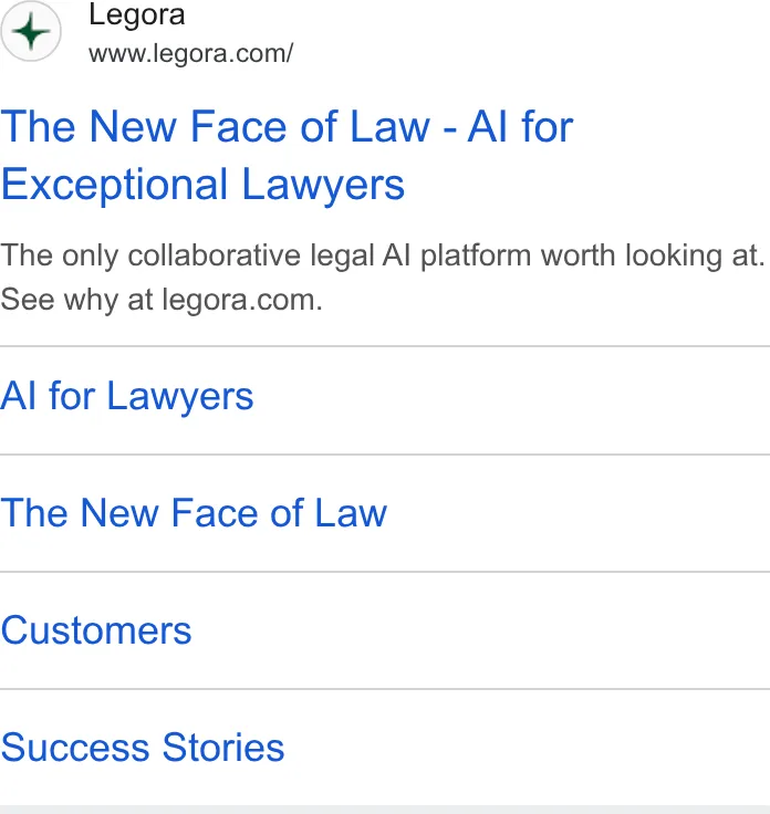 An ad Legora is running