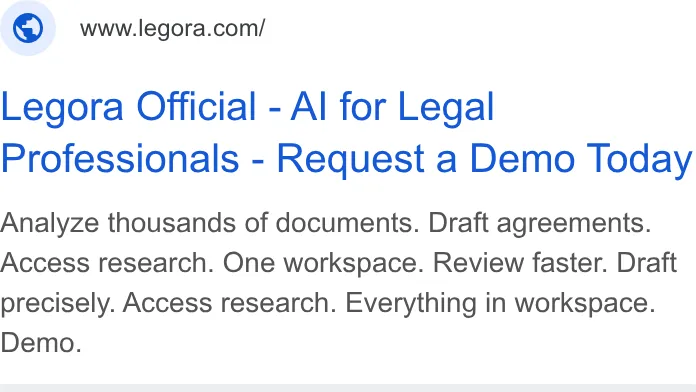 An ad Legora is running