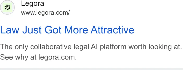 An ad Legora is running