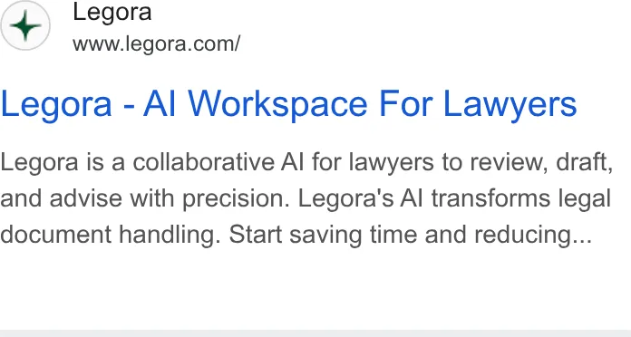 An ad Legora is running