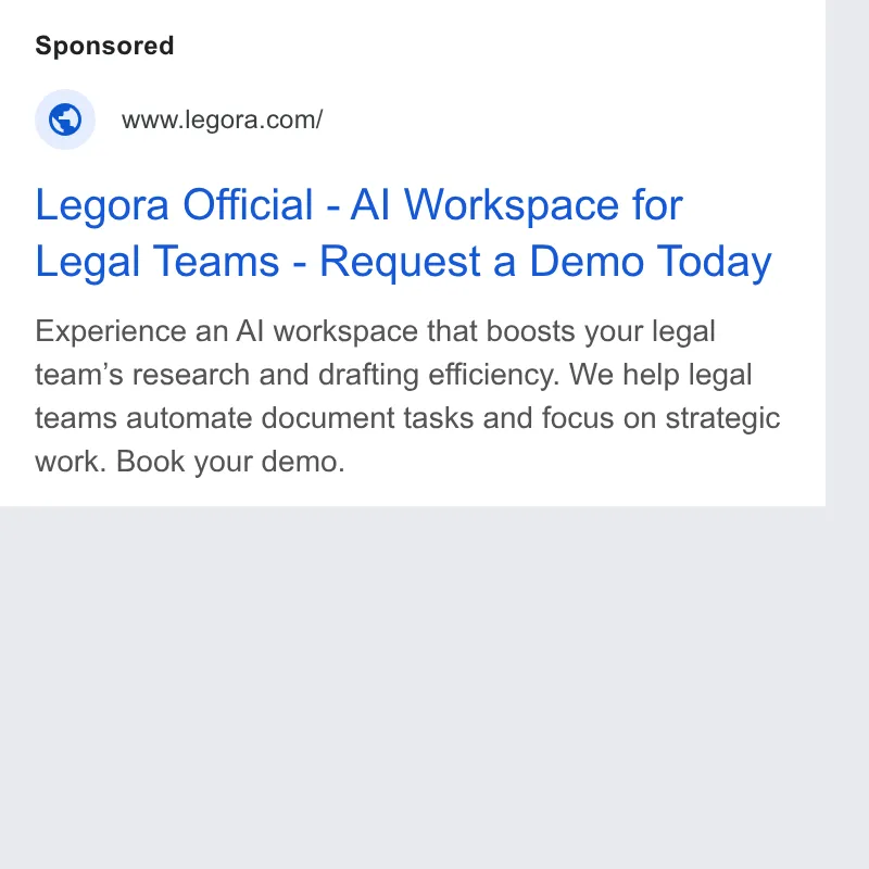 An ad Legora is running