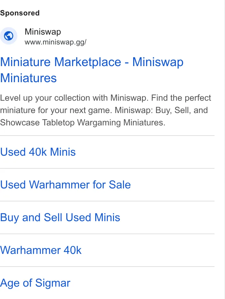 An ad Miniswap is running