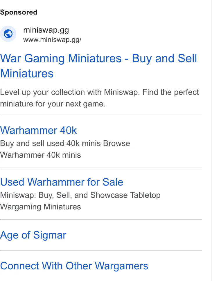 An ad Miniswap is running