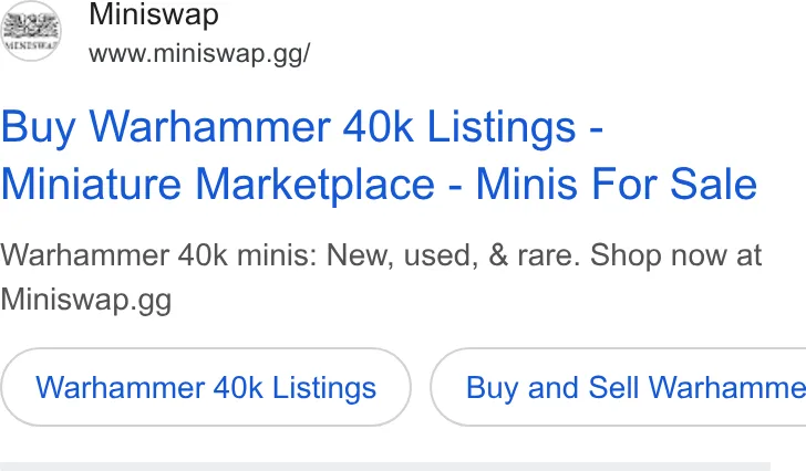 An ad Miniswap is running