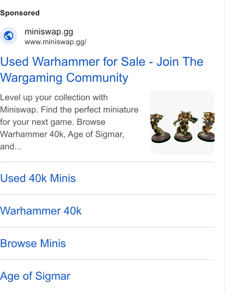 An ad Miniswap is running