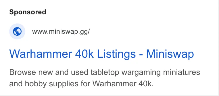 An ad Miniswap is running
