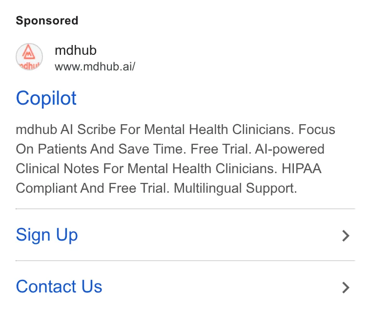 An ad mdhub is running