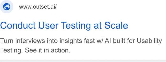 An ad Outset is running