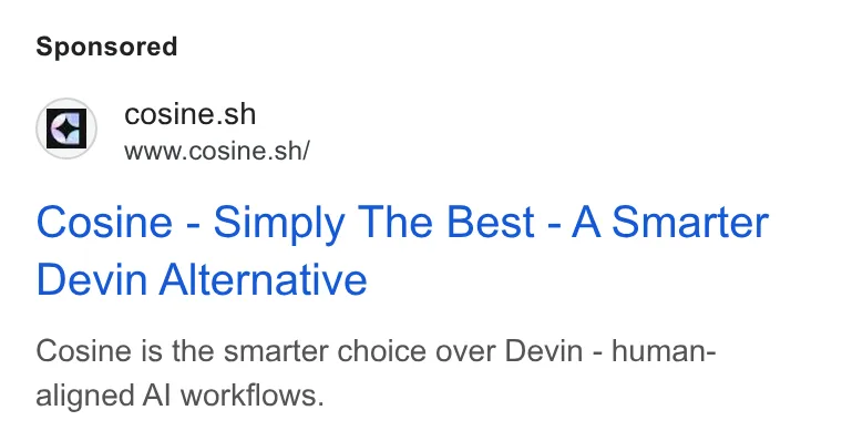 An ad Cosine is running