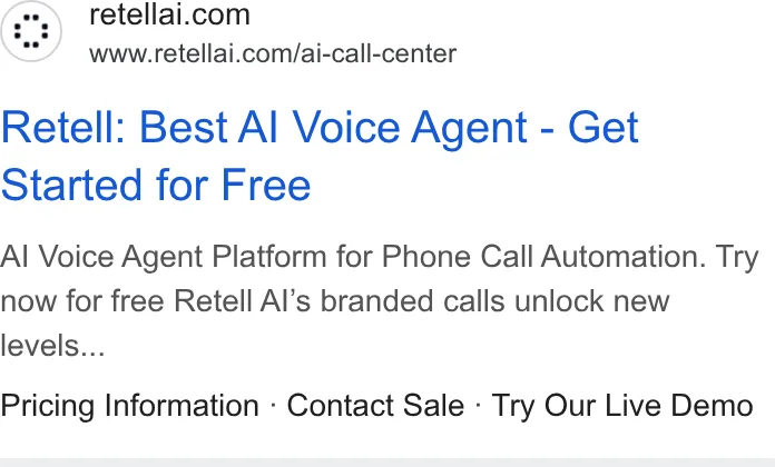 An ad Retellai is running