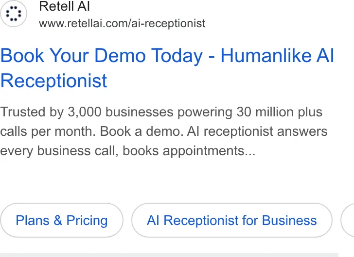 An ad Retellai is running
