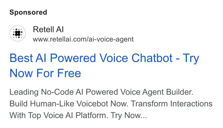 An ad Retellai is running