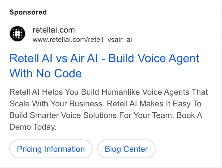 An ad Retellai is running
