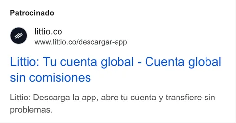 An ad Littio: Cuenta Global en Dólares y Euros is running