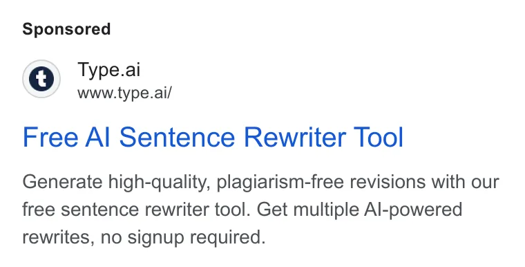 An ad Type.ai: Free AI book writer and editor is running