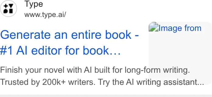 An ad Type.ai: Free AI book writer and editor is running