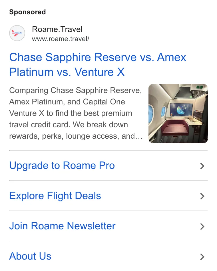 An ad Roame is running