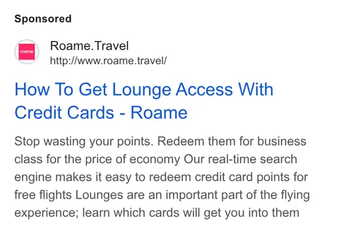 An ad Roame is running