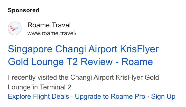 An ad Roame is running