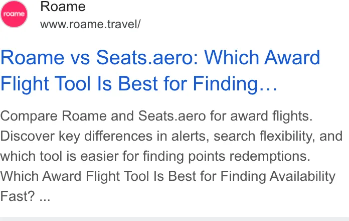 An ad Roame is running