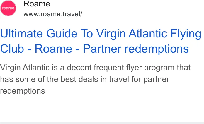 An ad Roame is running