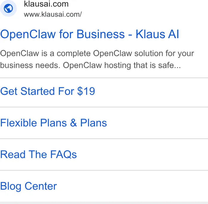An ad Klaus is running