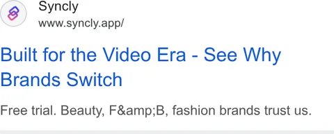 An ad Syncly is running