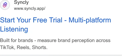 An ad Syncly is running